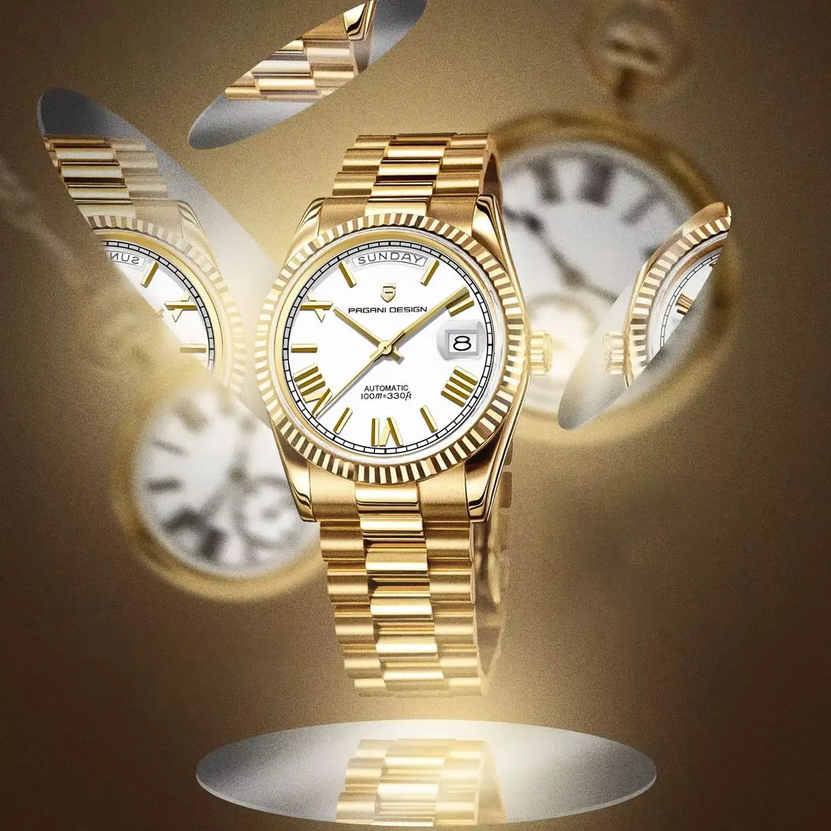 Orologi da uomo PAGANI DESIGN DD36 Gold, orologio automatico di lusso da uomo, vetro zaffiro AR, orologio da polso meccanico, consegna dal magazzino UE.