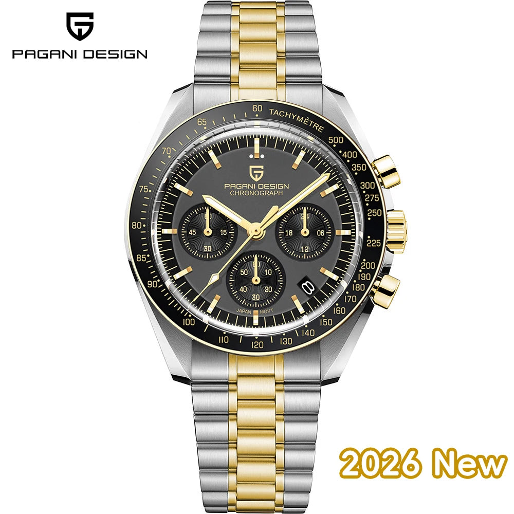 PAGANI DESIGN Orologio da Polso Uomo Quarzo Cronografo Luna Vetro Zaffiro Modello PD-1701-EU