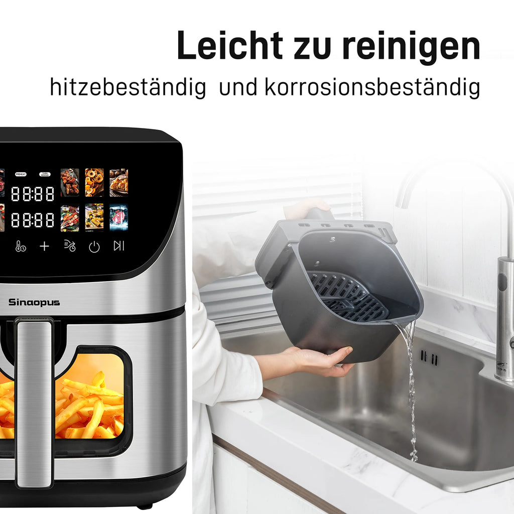 8,5-Liter Smart Heißluftfritteuse mit Sichtfenster, ölfreier elektrischer Ofen, LED-Touch-Steuerung