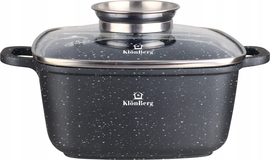 KlönBerg 8-teiliges Topfset | Marmorbeschichtung | Topf | Mit Deckel | Antihaftbeschichtung |