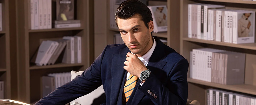 SAPPHERO Orologio da Polso Quarzo Uomo Acciaio Inossidabile Impermeabile 50M Cronografo