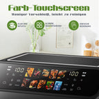 Sinaopus 2000W XXL 9L Doppelkorb-Heißluftfritteuse Multifunktions-Luftfritteuse mit LED-Touchscreen Timer Automatische Kochprogramme