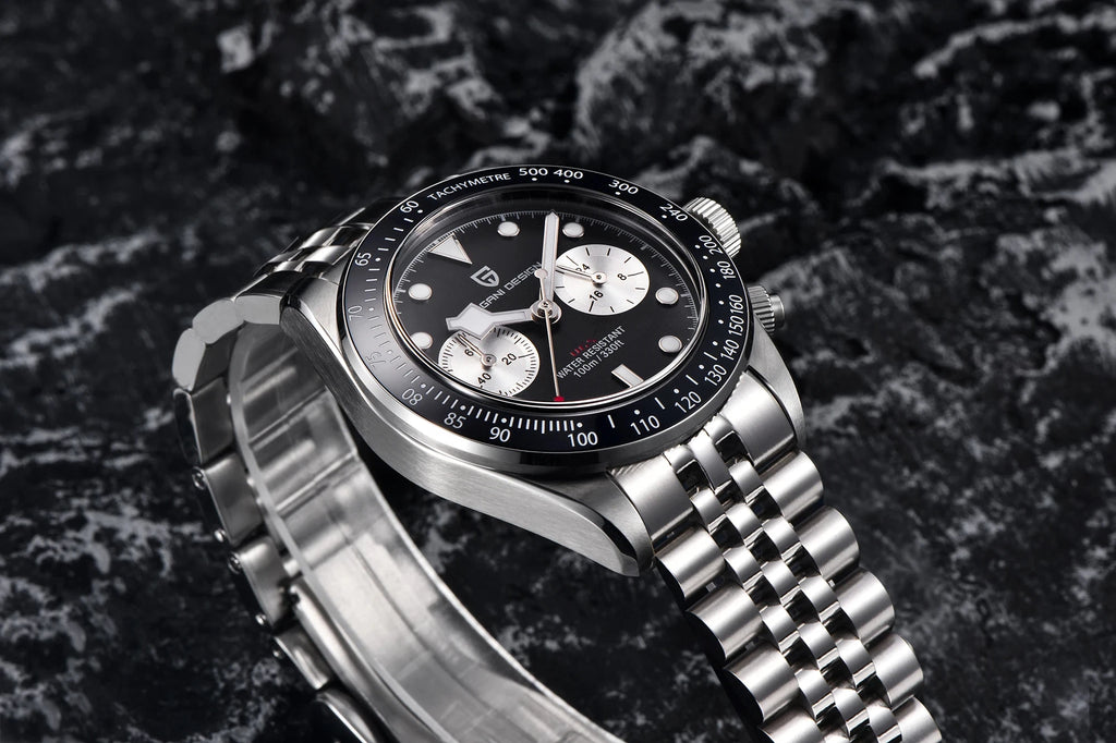 PAGANI DESIGN Orologio da polso al quarzo cronografo uomo, modello Panda, vetro zaffiro, impermeabile 10 bar