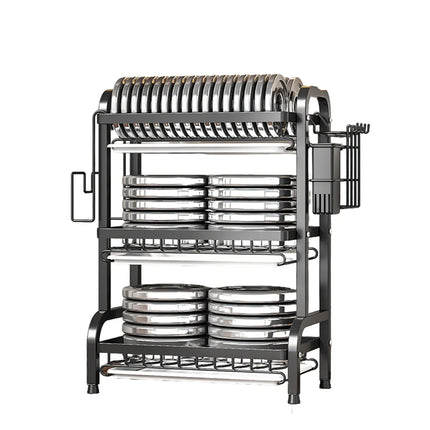 3-Tier Dish Drying Rack, Dish Rack, Large Capacity Rustproof Dish Drainer Rack with Utensil Holder Kitchen Organizer