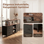 Anajqaqia Moderner TV-Ständer mit 4 Schubladen, Aufbewahrungsschrank mit LED-Beleuchtung, Metallrahmen, geeignet für Wohnzimmer und Schlafzimmer, 137 x 30 x 78 cm