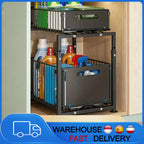 Organizzatore Sottolavello a 2 Livelli con Cassetto Estraibile, Ripiano Scorrevole di Facile Accesso per una Cucina Ordinata