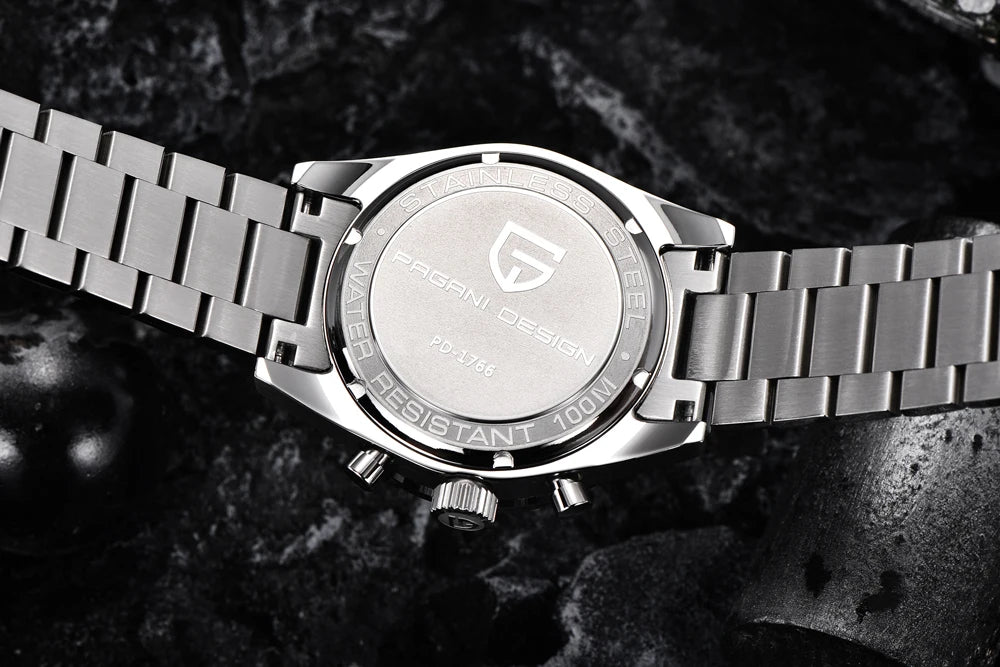 PAGANI DESIGN Orologio da Uomo Pilota al Quarzo Cronografo Sportivo Retrò in Acciaio Inossidabile