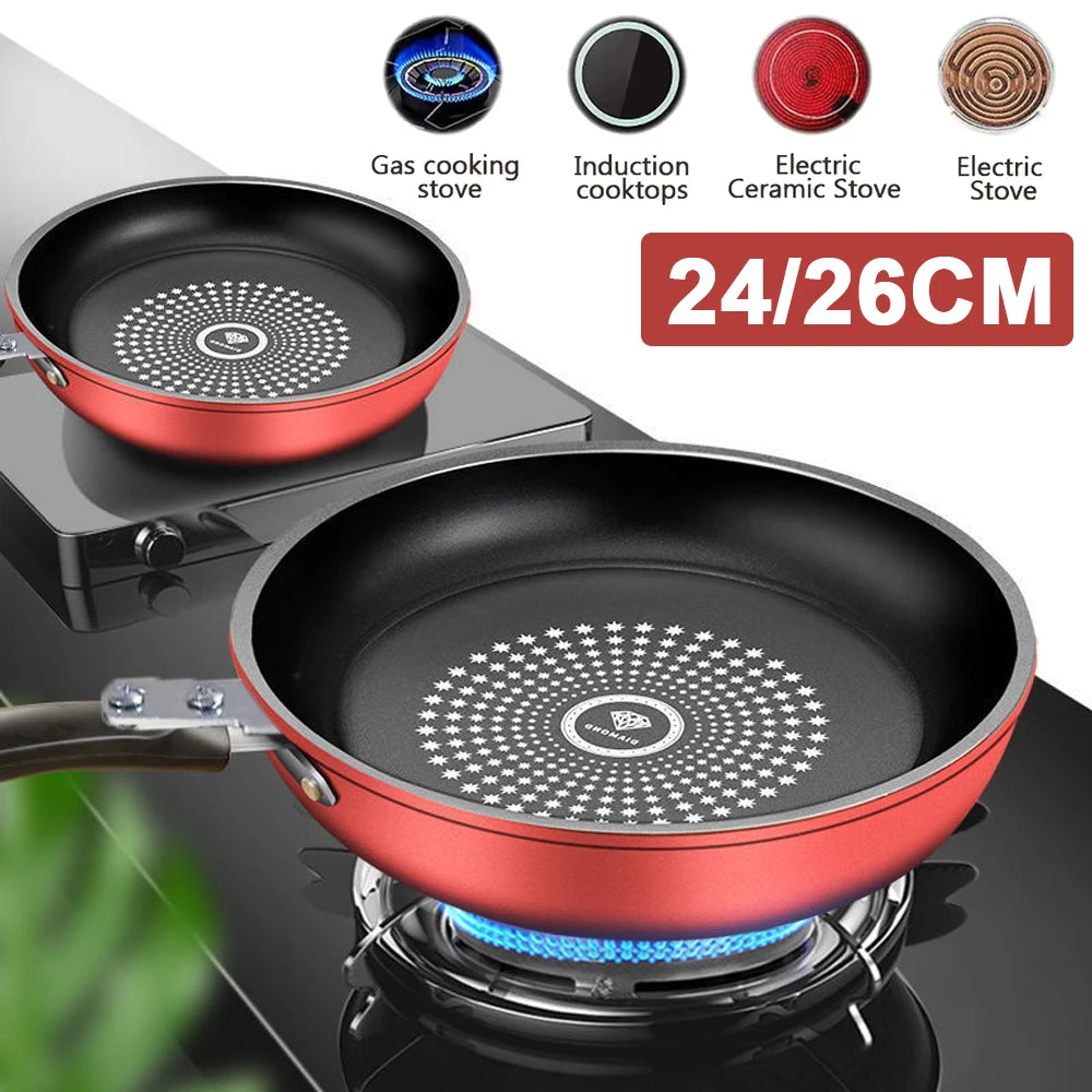 Padella Antiaderente Diamantata 24/26cm, con Rivestimento in Titanio per Rapida Conduzione del Calore, Riduzione dell'Olio, per Induzione