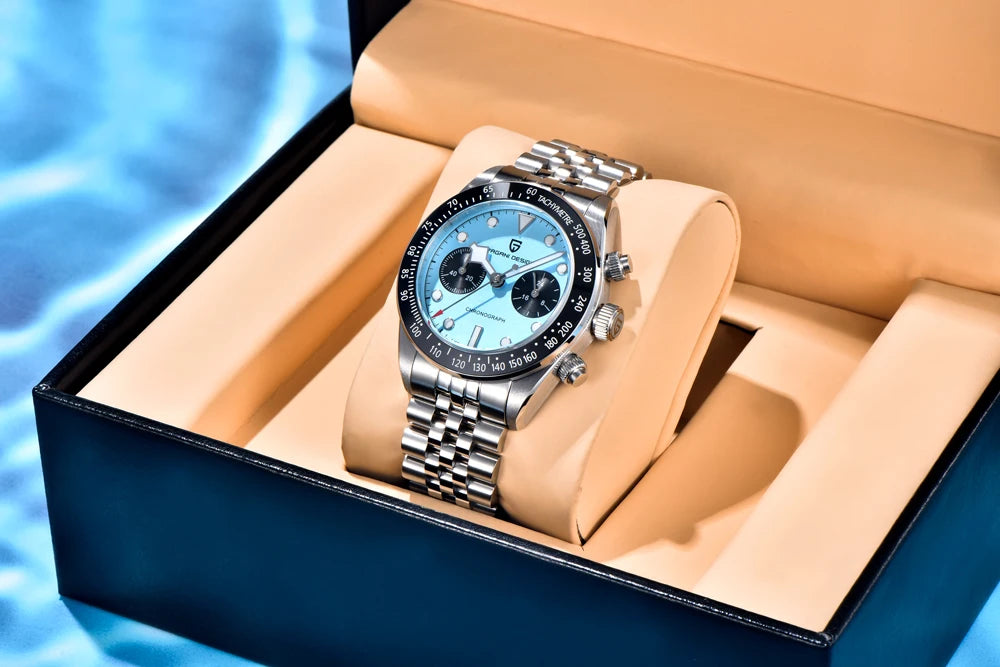 PAGANI DESIGN Orologio da polso al quarzo cronografo uomo, modello Panda, vetro zaffiro, impermeabile 10 bar