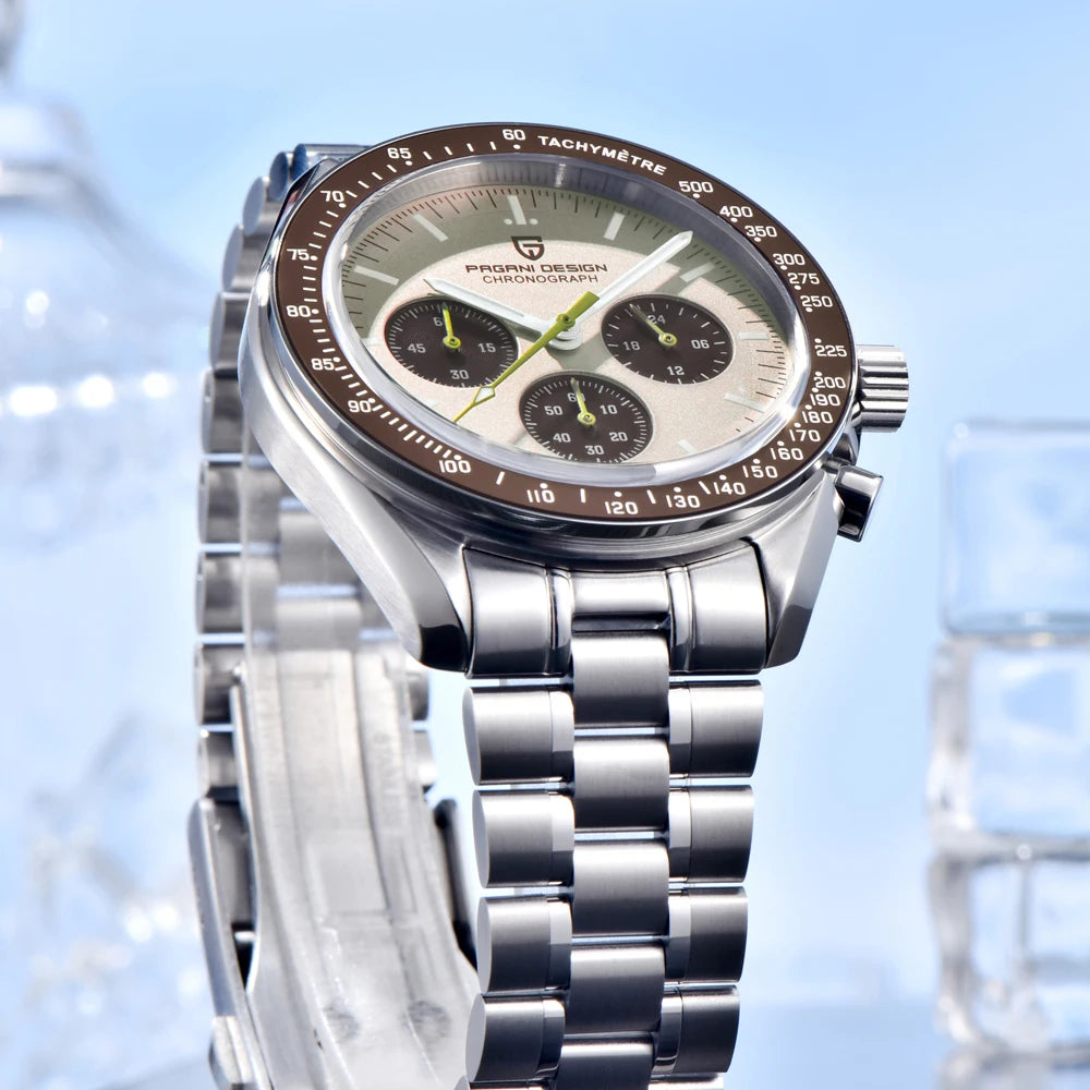 PAGANI DESIGN PD-1701 Moon Orologio da polso al quarzo uomo cronografo sportivo acciaio inossidabile vetro zaffiro