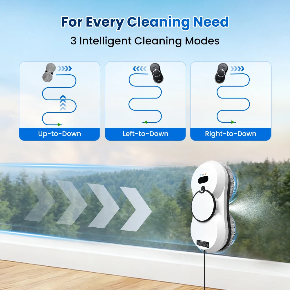 PuRuiKai Fensterputzroboter mit Fernbedienung, elektrischer Fensterreiniger, automatisches Doppelsystem für die Glasreinigung.