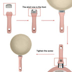 Set di pentole da cucina per la casa, set di pentole e padelle antiaderenti, padella per bistecche di uova carine, padella con coperchio per tutti i piani cottura, 3 pezzi, rosa