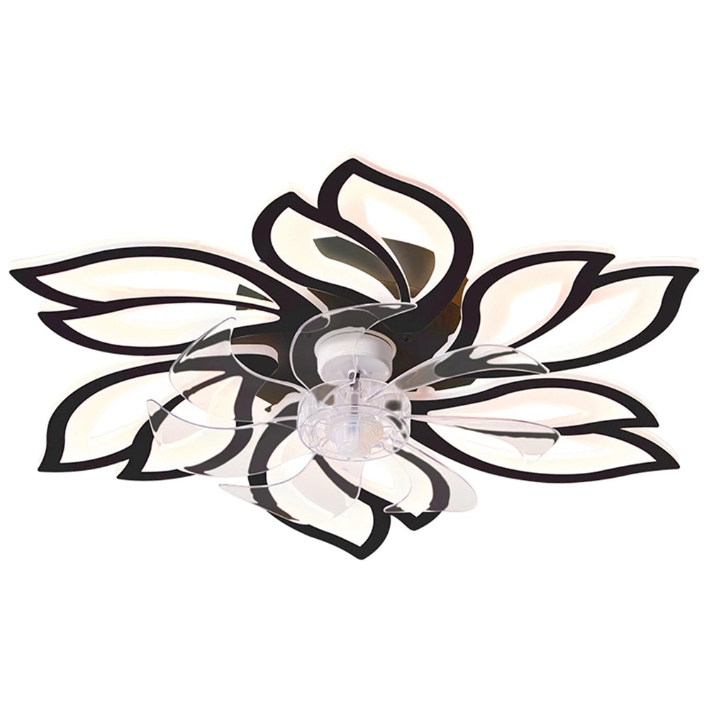 Ventilatore da Soffitto Intelligente con Luce e Controllo APP, Design a Fiore, Dimmerabile, Reversibile, 3 Temperature di Colore, 6 Velocità, Telecomando per Camera da Letto e Soggiorno