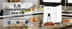 Friggitrice ad Aria DEIME 2.5L, Mini Friggitrice Compatta ad Aria Calda, Schermo Touch LED, Cestello Antiaderente
