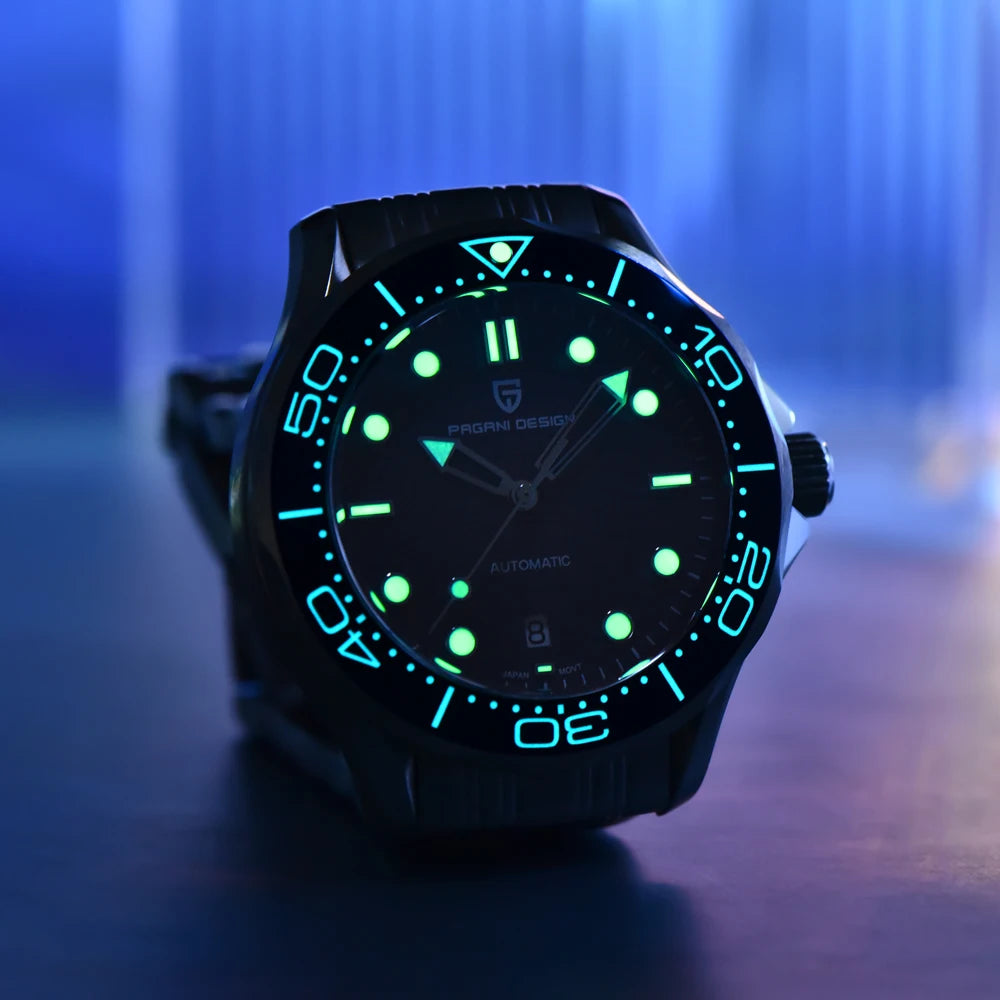 PAGANI DESIGN Orologio subacqueo automatico verde da uomo MIYOTA 8215