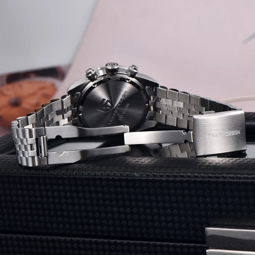 PAGANI DESIGN Orologio da polso al quarzo cronografo uomo, modello Panda, vetro zaffiro, impermeabile 10 bar