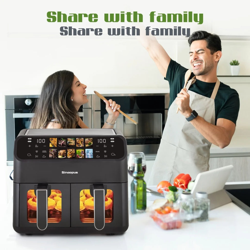 Friggitrice ad Aria Calda Senza Olio da 9L con Doppio Cestello e Finestra - Kitchen