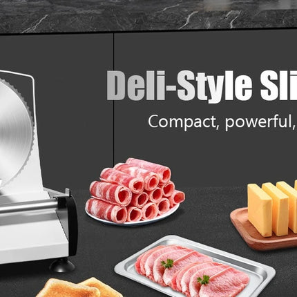 Meat Slicer with Quiet DC Motor, 200W Electric Slicer, Dual 7.5'' Stainless Steel Blades, Adjustable Thickness 0-15mm