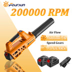 Foursun LB01 Soffiatore Elettrico ad Alta Potenza, Ventilatore Turbo Brushless, Strumento per Rimozione Neve, Foglie e Polvere per Giardino, Garage, Officina e Pulizia Auto