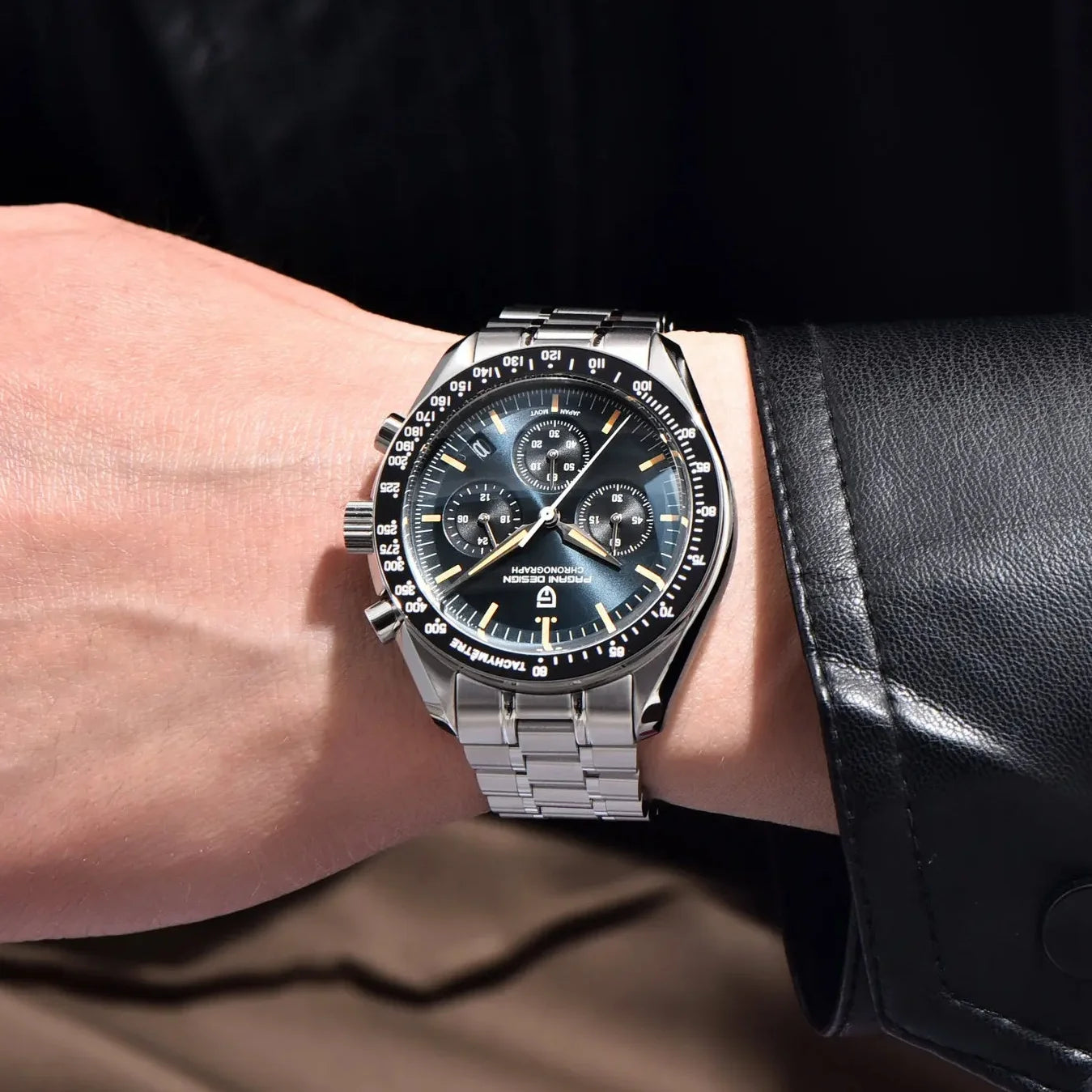 PAGANI DESIGN Orologio da Polso al Quarzo con Vetro Zaffiro, Cronografo Sportivo Impermeabile 10 Bar, Acciaio Inossidabile 316L