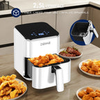 Friggitrice ad Aria DEIME 2.5L, Mini Friggitrice Compatta ad Aria Calda, Schermo Touch LED, Cestello Antiaderente