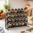 Scaffale portaoggetti da cucina a 4 livelli in acciaio al carbonio, da parete, per barattoli di spezie, antiscivolo, da tavolo e da parete, doppio uso