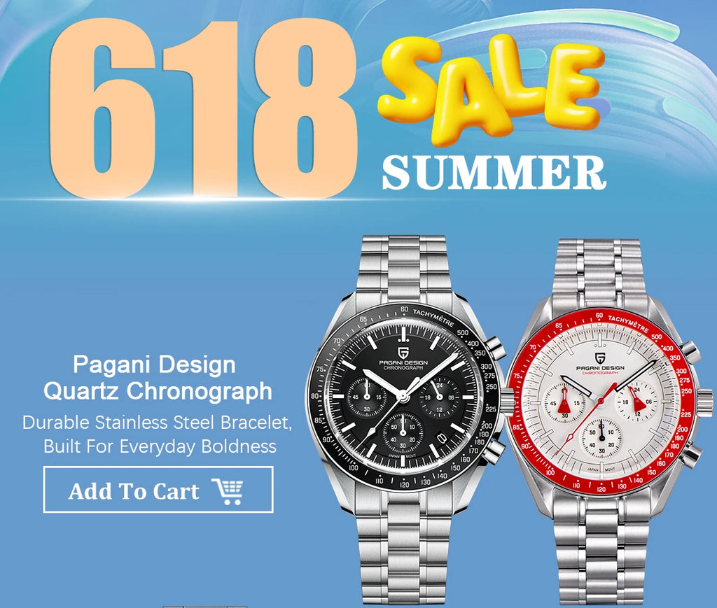 Nuovo Orologio PAGANI DESIGN 2026 con Fasi Lunari, Orologio al Quarzo di Lusso Dorato, Cronografo Sportivo da Uomo VK63, Impermeabile, Vetro Zaffiro AR, Orologio da Polso Luminoso con Ghiera in Ceramica, Cassa in Acciaio Inos