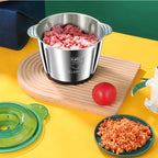 Küchenmixer 2L, elektrischer Zerkleinerer, kompakter Food Processor, Fleischwolf, elektrischer Mixer mit 2 Geschwindigkeiten