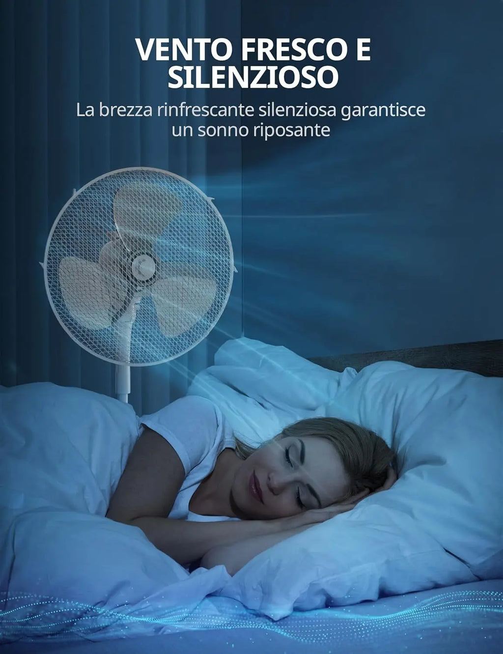 Ventilatore a Piantana, 3 Velocità Regolabili, Oscillazione 90°, Altezza Regolabile, Flusso d'Aria Potente e Funzionamento Silenzioso, Ideale per Casa e Ufficio, Bianco
