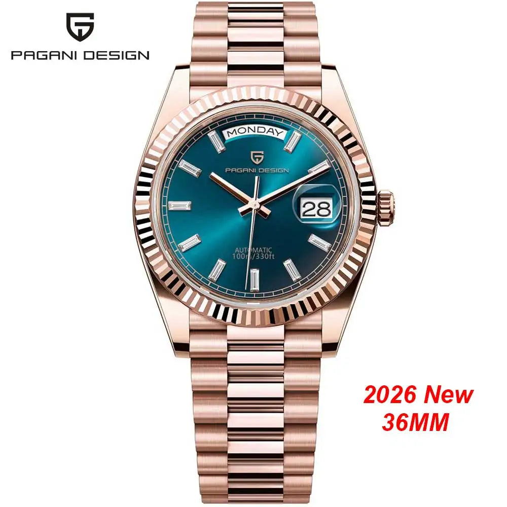 Nuovo Orologio PAGANI DESIGN 2026 con Fasi Lunari, Orologio al Quarzo di Lusso Dorato, Cronografo Sportivo da Uomo VK63, Impermeabile, Vetro Zaffiro AR, Orologio da Polso Luminoso con Ghiera in Ceramica, Cassa in Acciaio Inos