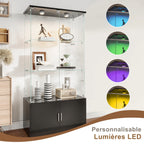 Drei-Etagen-Glasvitrine, Sammlerschrank mit LED-Beleuchtung, Display-Vitrine, Aufbewahrungsschrank und Organizer, geeignet für Wohnzimmer, Schlafzimmer und Büros; Schwarz