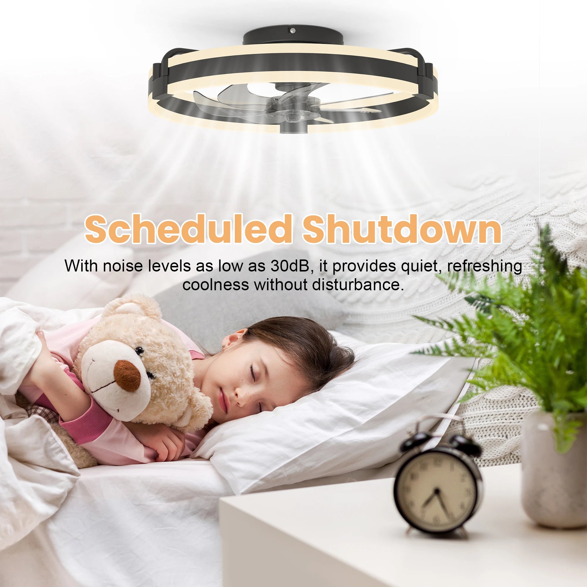 Ventilatore da soffitto a LED con luce, dimmerabile, controllo tramite app, 6 velocità, timer, 3000K-6500K