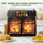 Sinaopus Friggitrice ad Aria 9L Doppio Cestello 2000W con Display LED 2 Zone Cottura