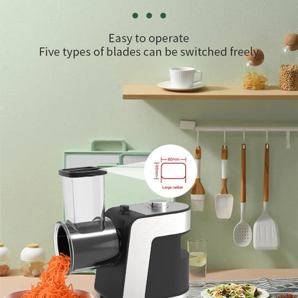 Tagliaverdure elettrico da 500 W, affettatrice multifunzionale 5 in 1, lame di taglio sostituibili per utensili da cucina domestici