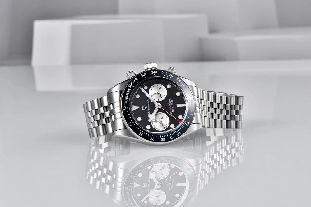 Nuovi orologi da uomo Panda DESIGN, orologio al quarzo di lusso Panda, cronografo sportivo da uomo, cronografo con vetro zaffiro, lenti AR, ceramica, leggero, impermeabile, in acciaio inossidabile, orologio da uomo, idea rega
