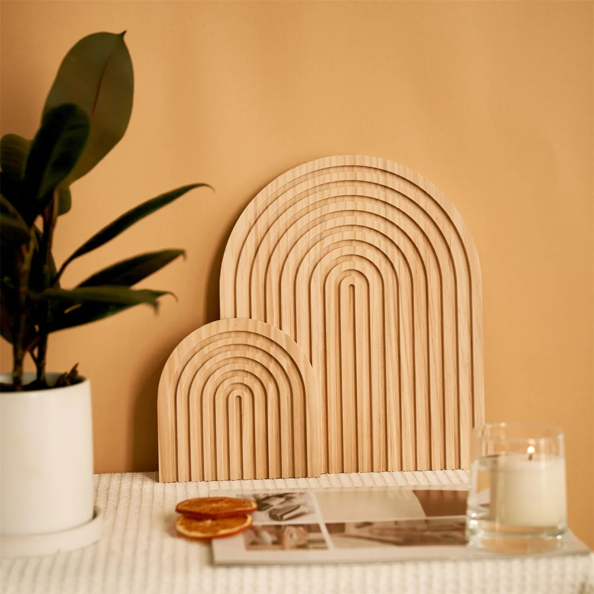 Geschwungenes Schneidebrett aus Holz, dekoratives Schneidebrett im Boho-Stil, Heimdekoration für Küche, Esszimmer, Wohnzimmer