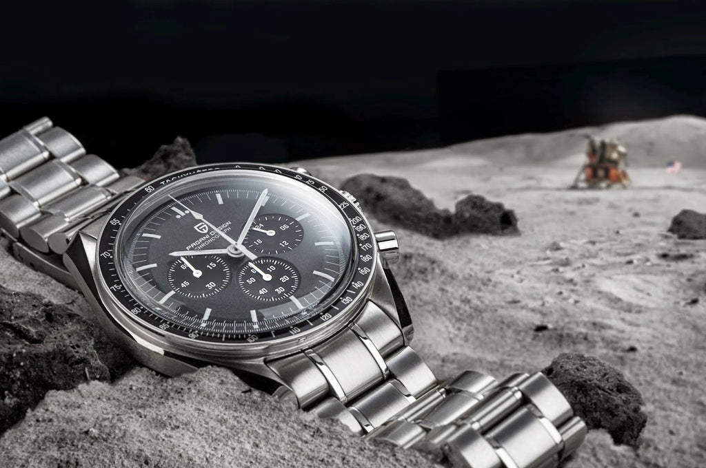 PAGANI DESIGN Orologio da Polso Uomo Luna Quarzo Cronografo Acciaio Inox Nero
