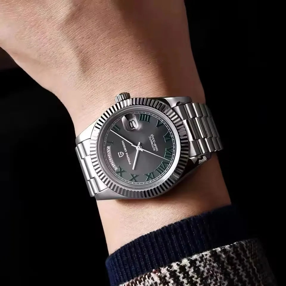 PAGANI DESIGN Nuovo Orologio da Uomo 40mm con Calendario Settimanale, Acciaio Inossidabile, Impermeabile 100M, Vetro Zaffiro AR, Movimento Giapponese di Lusso