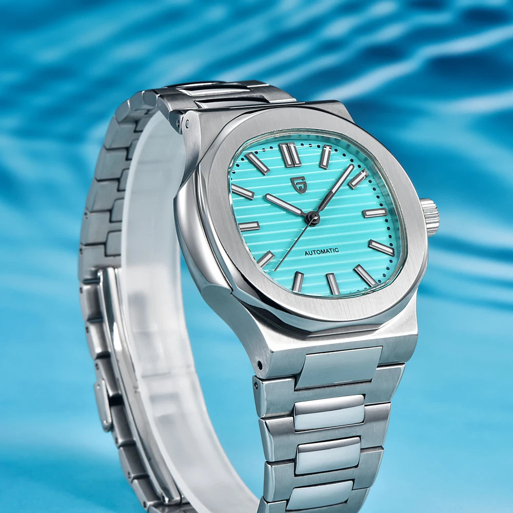 Nuovo Orologio Meccanico Automatico di Lusso Pugani da Uomo con Vetro Zaffiro Antiriflesso e Lancette Luminose, Orologio Sportivo da Uomo, Consegna Locale