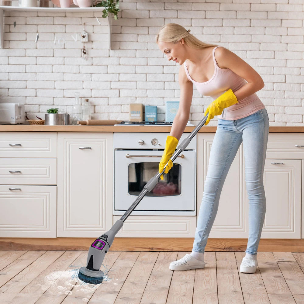 Kabellose elektrische 10-in-1 Reinigungsbürste, rotierende Bürste für WC, Bad, Küche, rotierendes Reinigungsgerät mit Sprachansage
