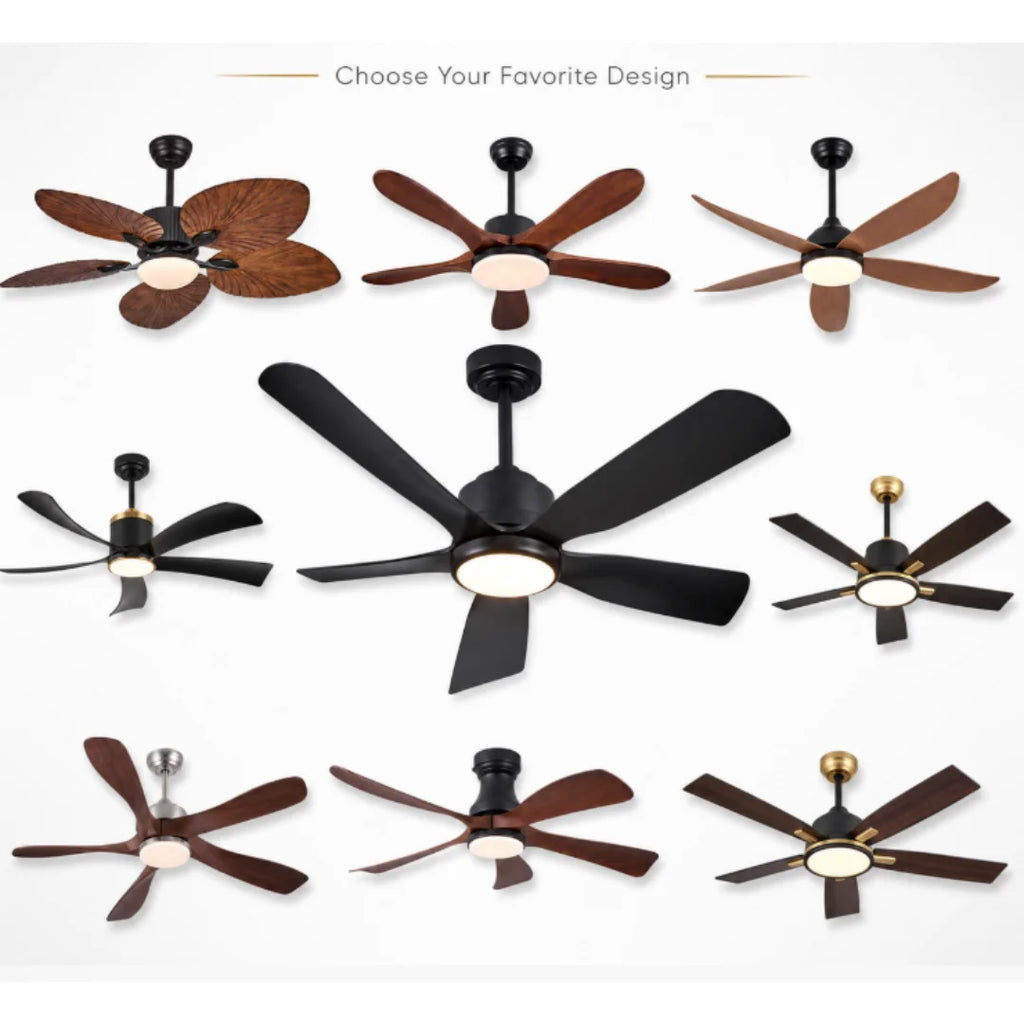 Ventilatore da soffitto da 132 cm con luce LED, 6 velocità, telecomando, reversibile, dimmerabile, finitura in legno