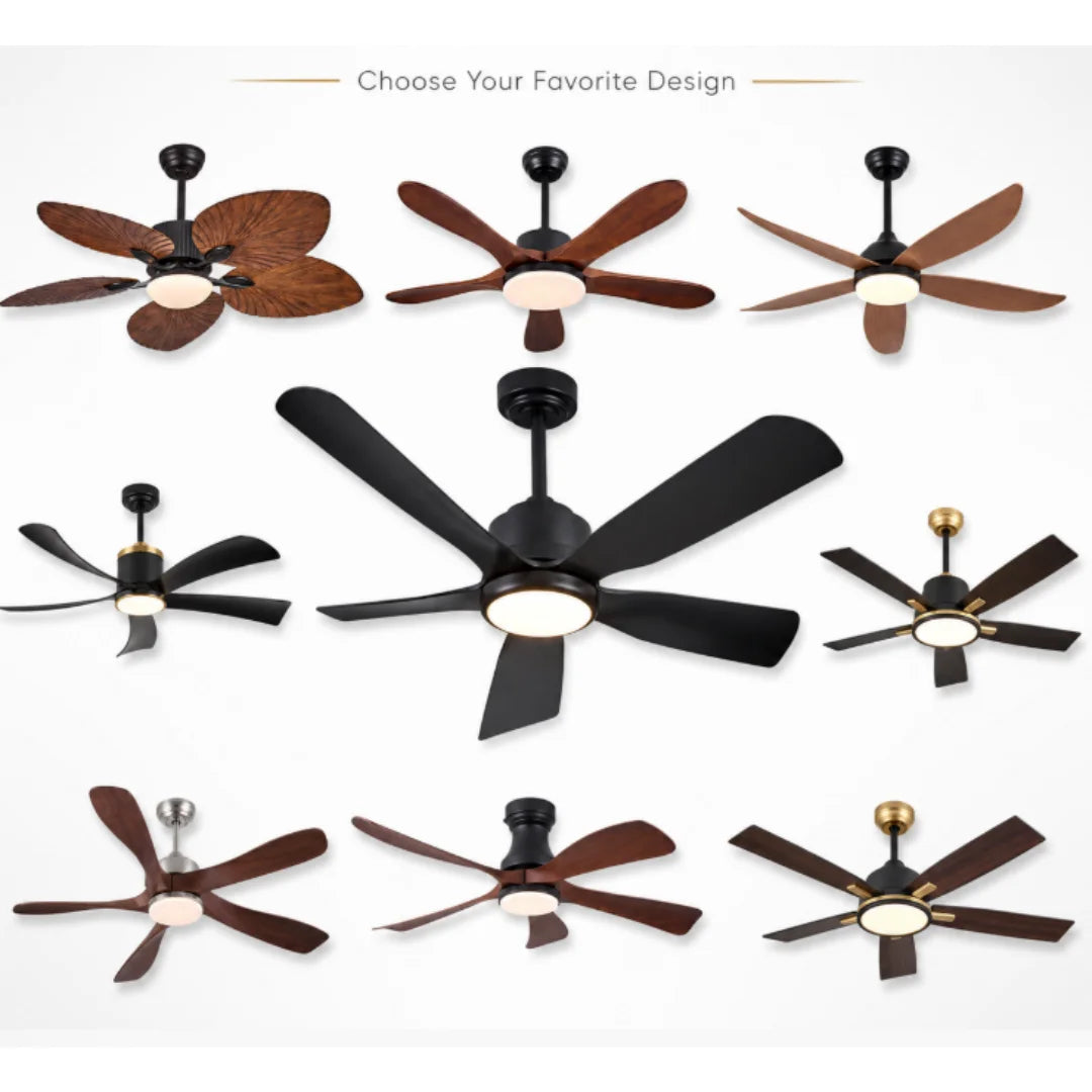 Ventilatore da soffitto da 132 cm con luce LED, 6 velocità, telecomando, reversibile, dimmerabile, finitura in legno