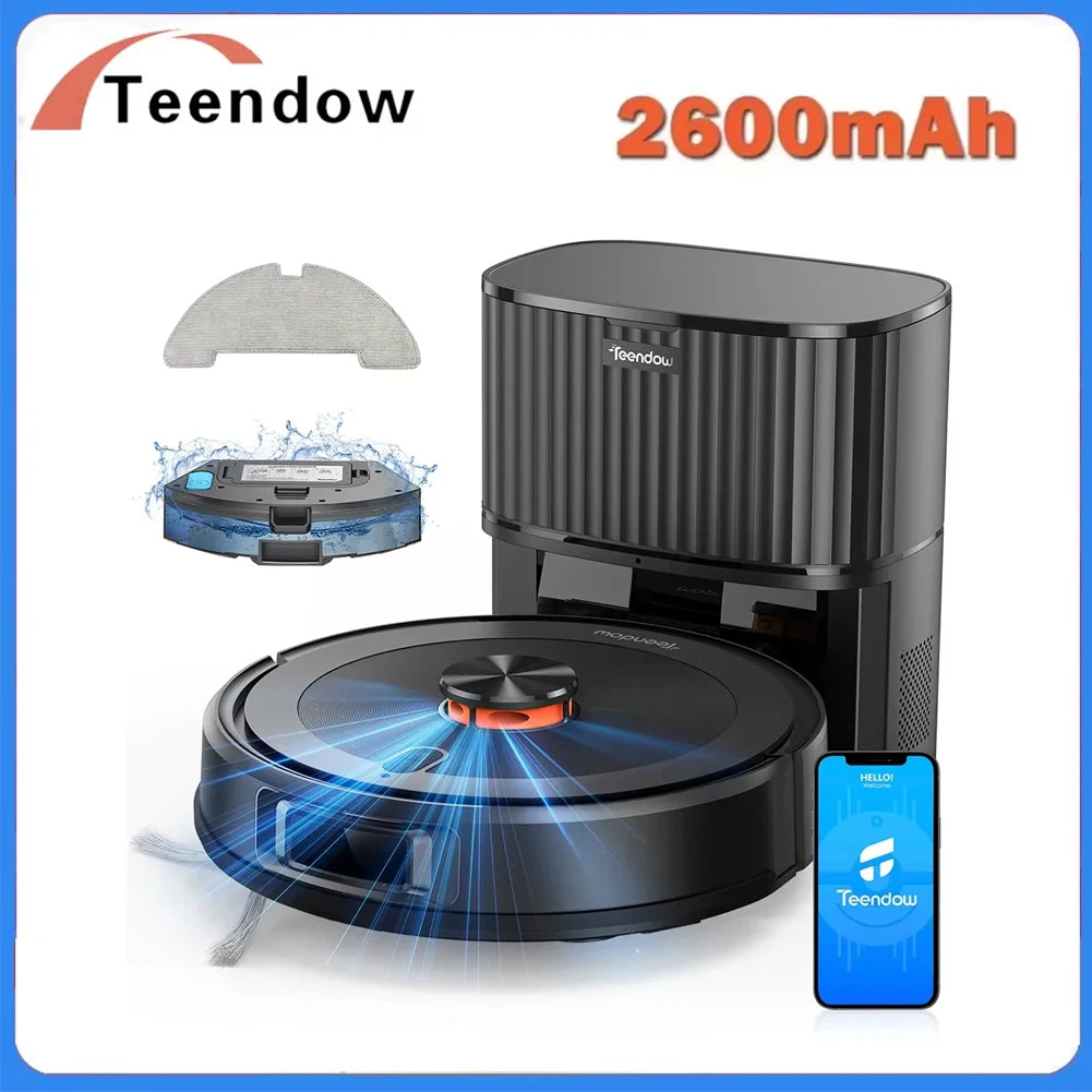Teendow D10S Max 2600mAh Saug- und Wischroboter mit Selbstentleerungsstation 4500Pa Starke Saugkraft 3L Staubbeutel Intelligente Kartierung