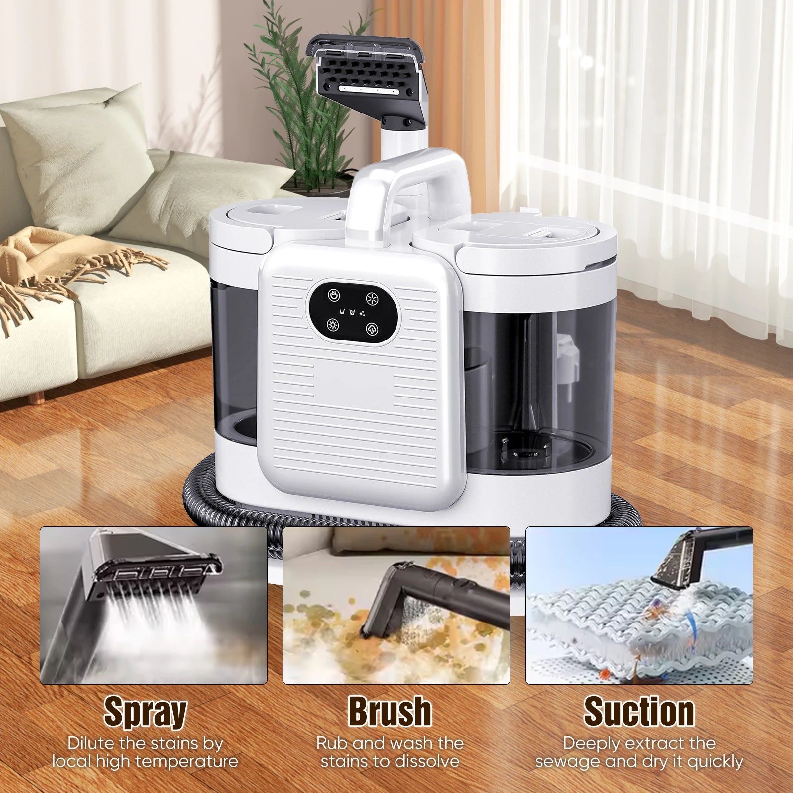 2-in-1 Dampfreiniger mit Sprühfunktion, 1650W, intelligenter tragbarer Roboter für die Reinigung von Teppichen, Sofas und Autos, Smart Home Gerät