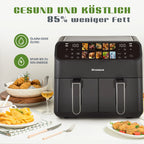 Friggitrice ad Aria Calda Senza Olio da 9L con Doppio Cestello e Finestra - Kitchen