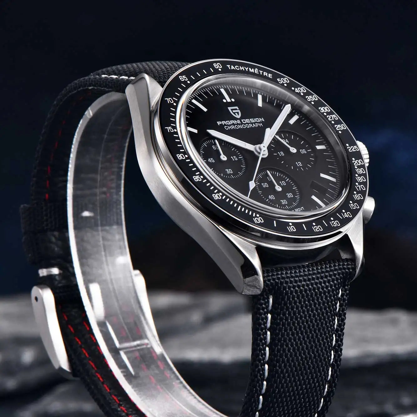 PAGANI DESIGN Moon ST6 Orologio da Uomo al Quarzo con Cronografo, Cassa in Acciaio Inossidabile, Vetro Zaffiro, Modello PD1701