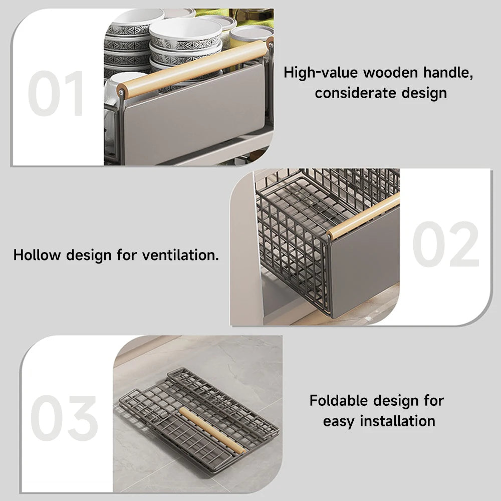 Scaffale portaoggetti con cassetto estraibile, cestino portaoggetti, scaffale per armadio scalabile, organizer per cassetti, per armadi, cucine, sala da pranzo