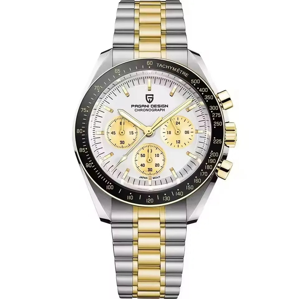 PAGANI DESIGN Neue Herren-Luxus-Quarzuhr mit Saphirglas AR, wasserdichtem Sportchronographen 500 ATM, japanischem Uhrwerk, leuchtend, aus 316L Stahl