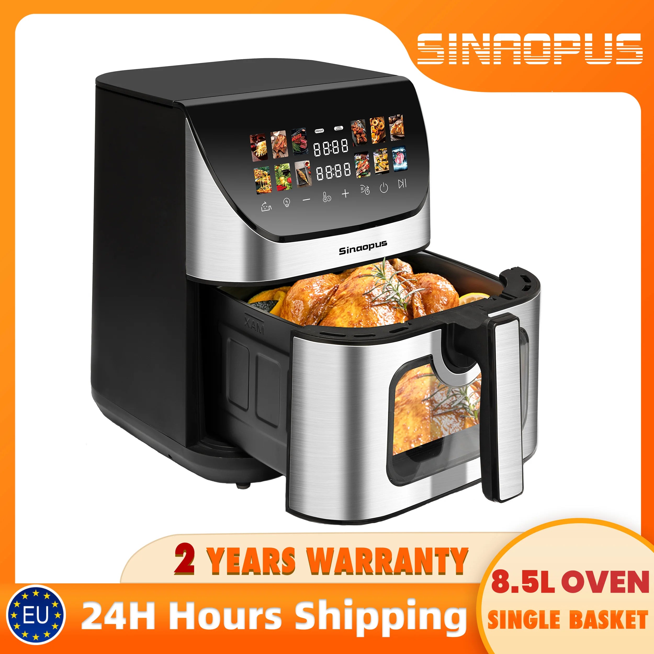 Sinaopus Friggitrice ad Aria 8L, 1700W, Display Touch LED
