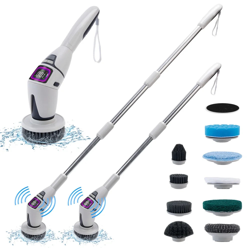 10-in-1 multifunktionale kabellose elektrische Reinigungsbürste, USB-aufladbare Reinigungsbürste, kabellose Reinigungsbürste, wasserdicht IPX7, 3-Gang rotierende elektrische Bürste mit austauschbaren Bürstenköpfen für die